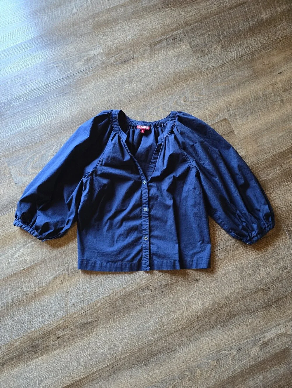 Staud New Dill Top In Navy Size Small Cotton Poplin